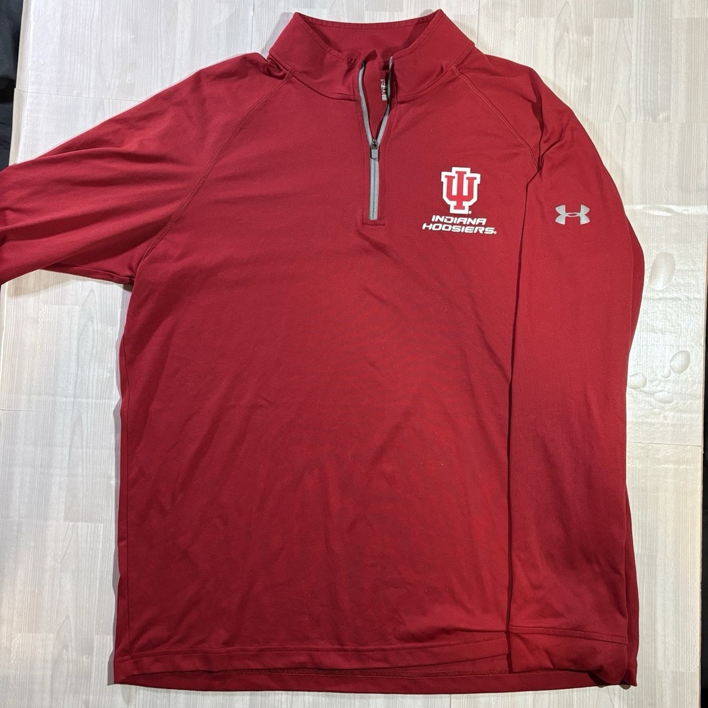 Indiana Hoosiers Under Armour  1/4 Zip Pullover Men's Size XL Red Long Sleeve